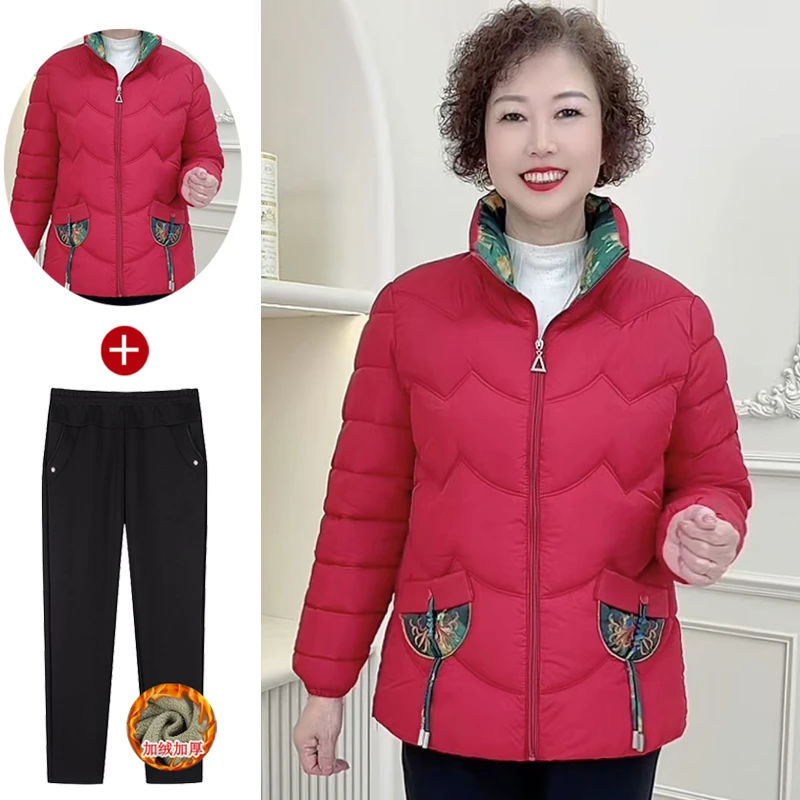 妈妈冬装棉衣国风洋气质棉袄阔太太上衣服夹棉外套中老年人女装