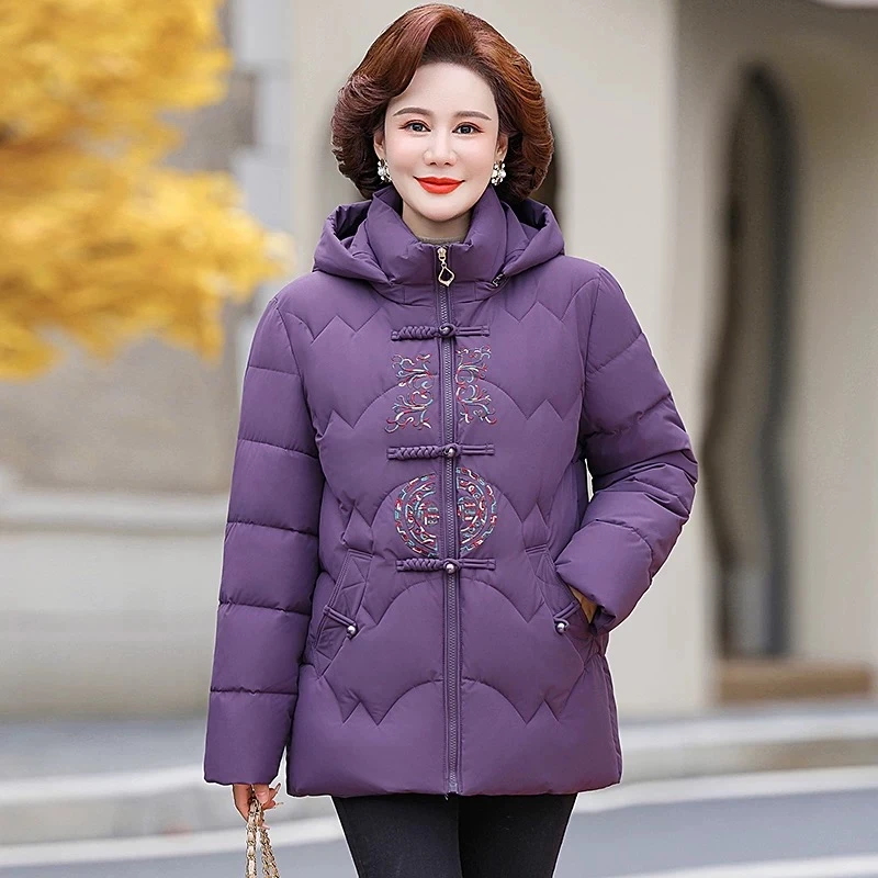 妈妈棉服加绒加厚老太太冬装棉衣老人衣服女奶奶冬季棉袄中式外套