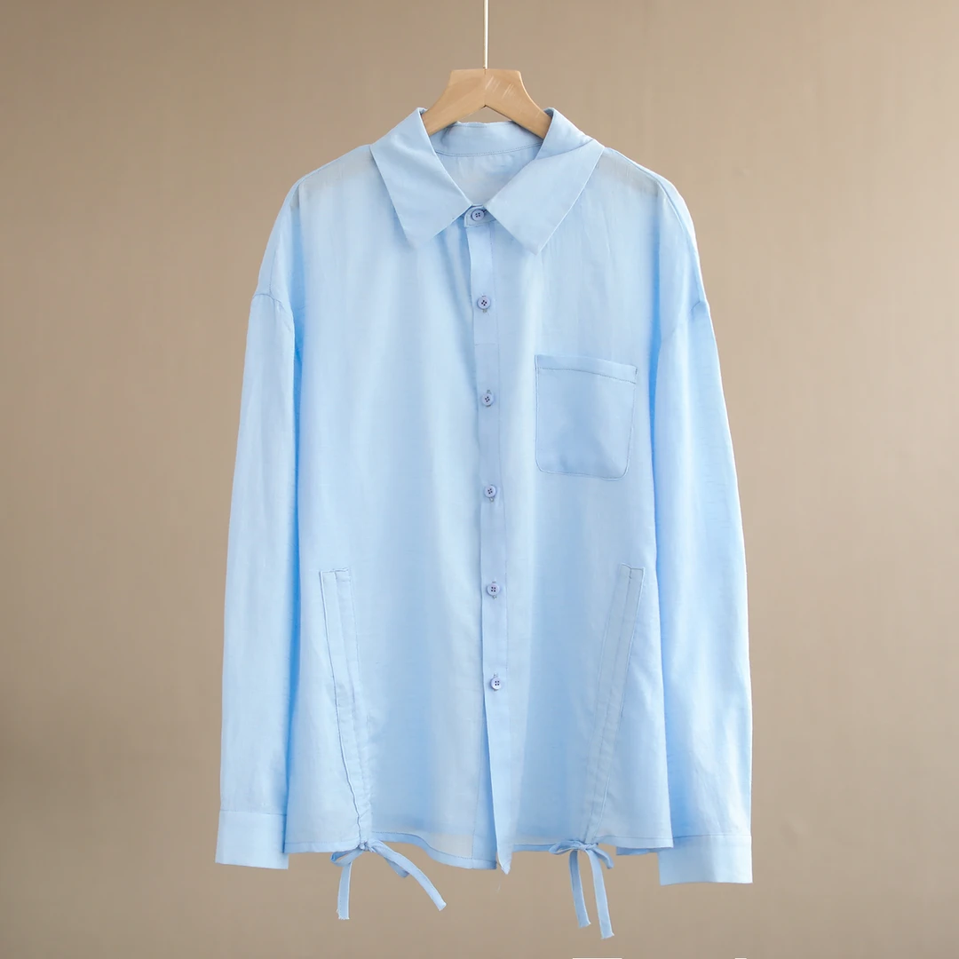 【纭季原创】衣长64 简约洋气春季新款抽绳衬衫D2461