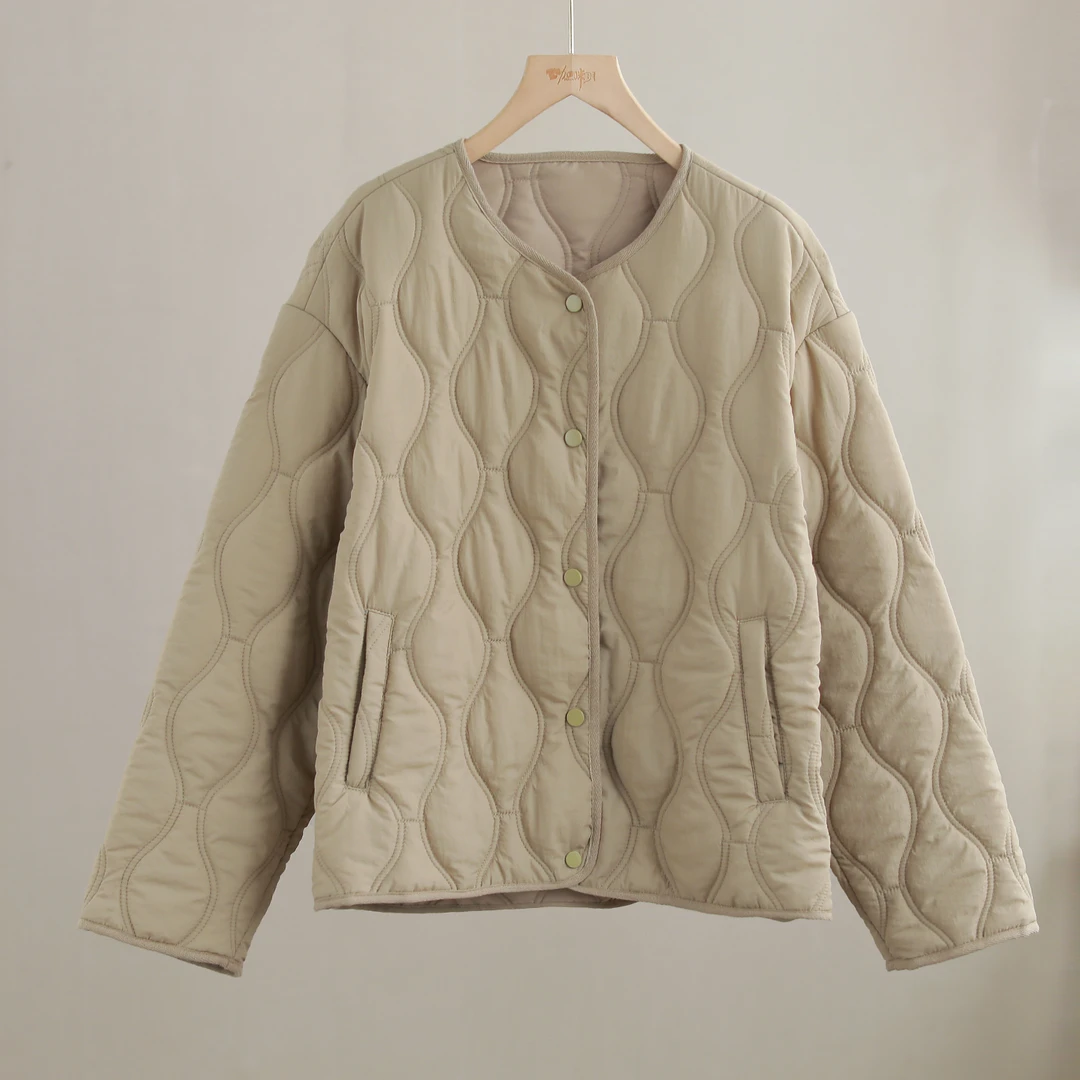【纭裳定制】衣长66 休闲通勤百搭秋冬纯色保暖棉服D241114