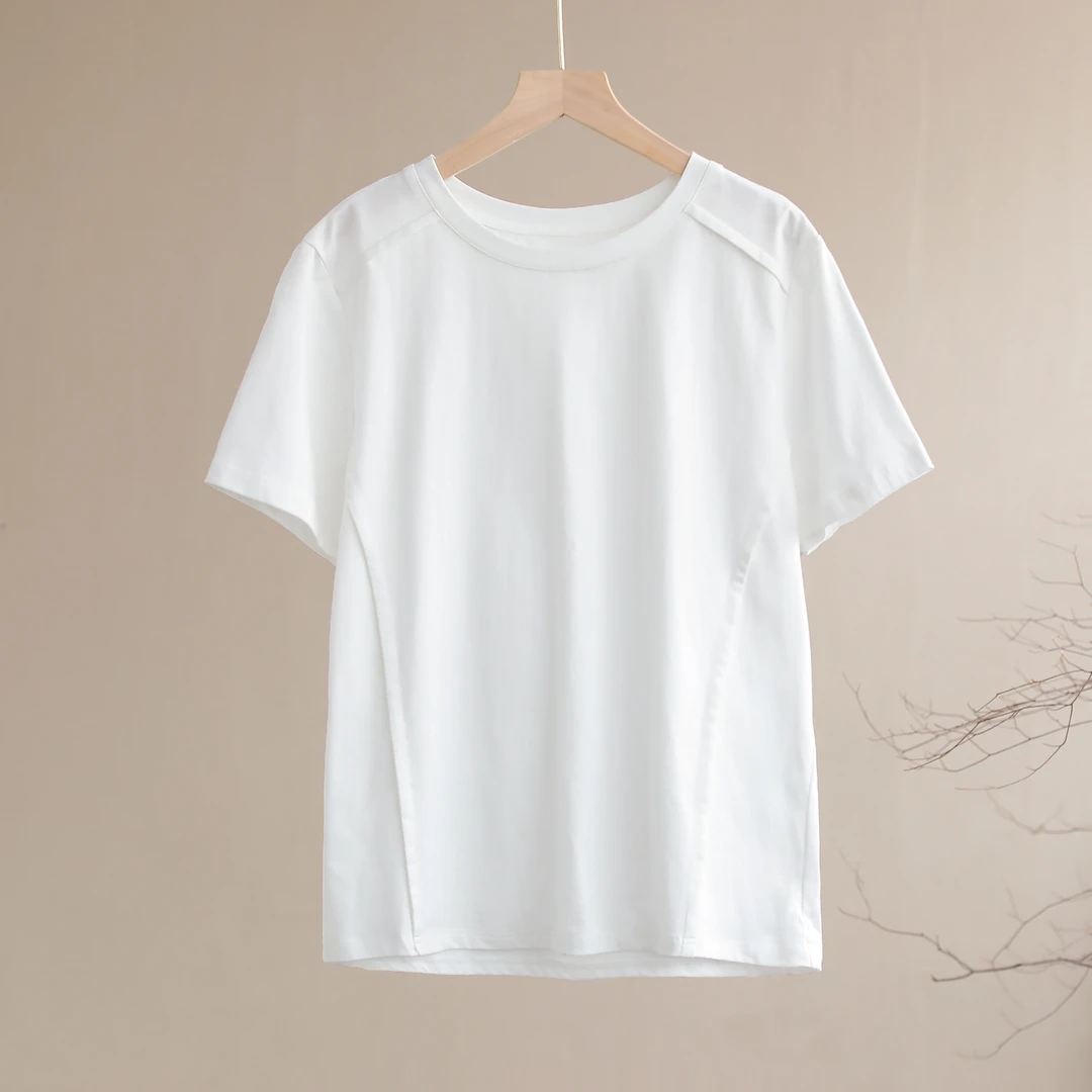 【纭季原创】衣长63 简约百夏季新款纯色短袖T恤D24392