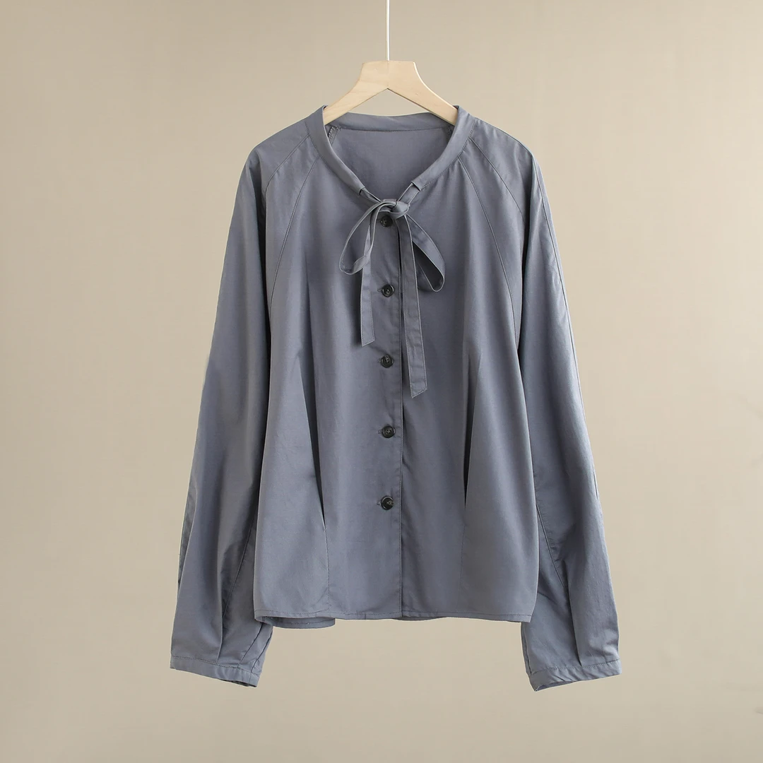 【纭季原创】衣长61 新款时尚气质纯色衬衫系带款a2237