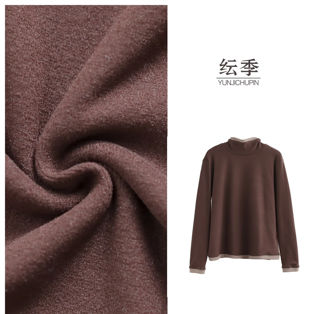 【纭季原创】衣长59 秋款纯色半高领打底衫休闲T恤女D241515