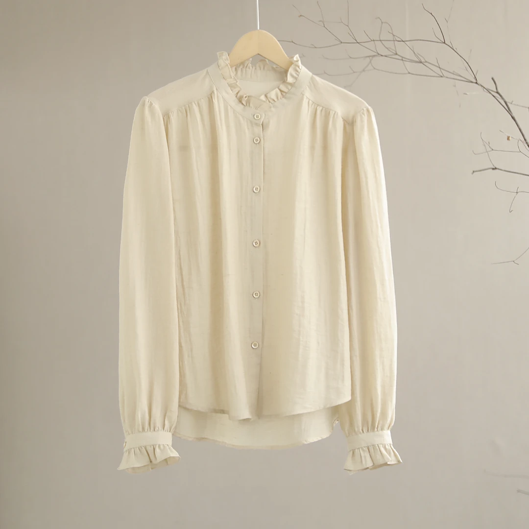 【艾妮原创】衣长63-69新款纯色百搭款衬衫a2164