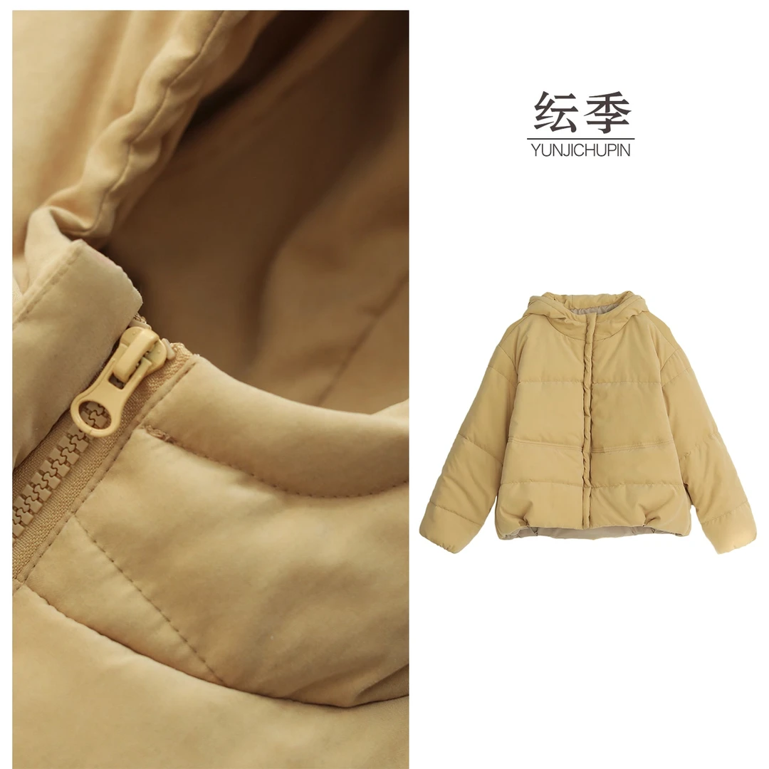 【纭季原创】衣长57 文艺休闲冬季加厚龟背感纯色连帽棉服D241677