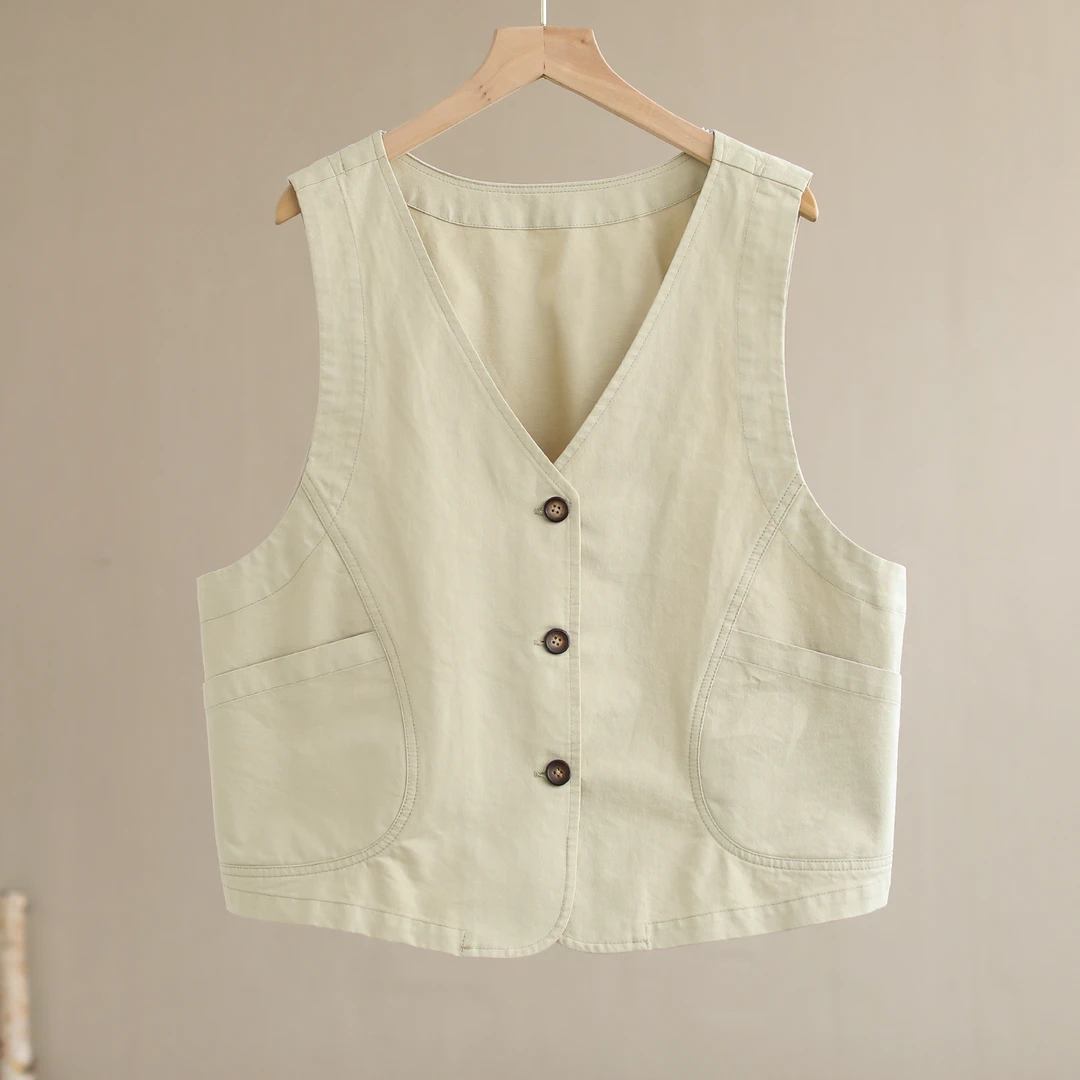 【纭季原创】衣长53 春夏新款百搭通勤纯色马甲D24175