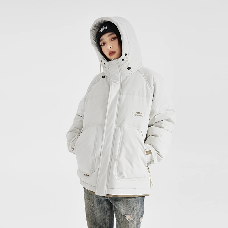 工装加厚防寒羽绒衣冬季款时尚连帽上衣男士潮流宽松休闲鸭绒外套