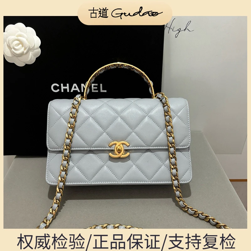 全新未使用 Chanel/香奈儿 24p手柄cf淡灰色字母手柄单肩斜挎芯片