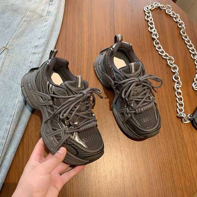 2024新款老爹鞋厚底复古拼色爆款四季百搭增高松糕底