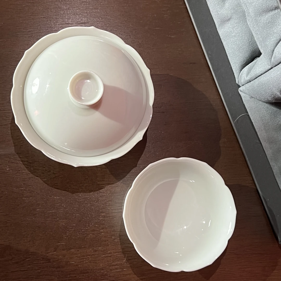 【解茶人】花口(一碗一杯) 盖碗陶瓷盖碗景德镇茶具盖碗W005茶具