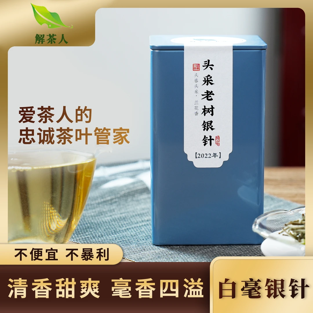 解茶人2022头采老树银针白茶醇厚清香白毫银针罐装50克茶叶