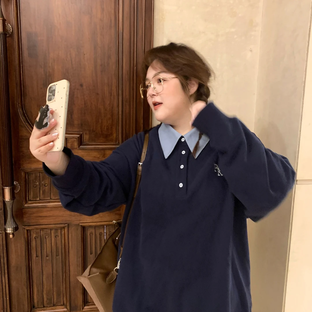 老章和小胖PONGKIKI【普鲁士周末】拉毛藏青假两件卫衣