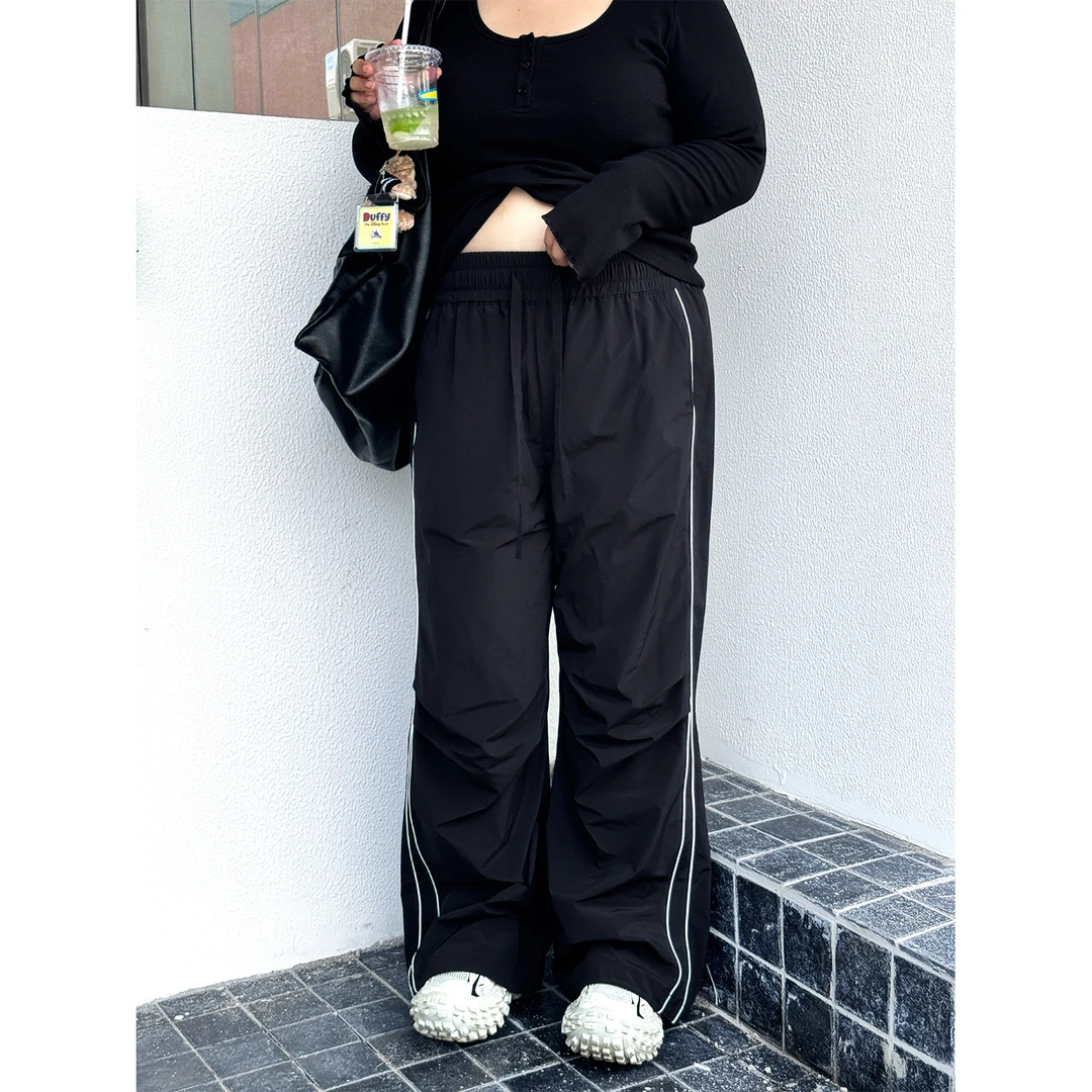 老章和小胖PONGKIKI运动伞兵裤大码休闲长裤女秋胖mm户外显瘦裤子