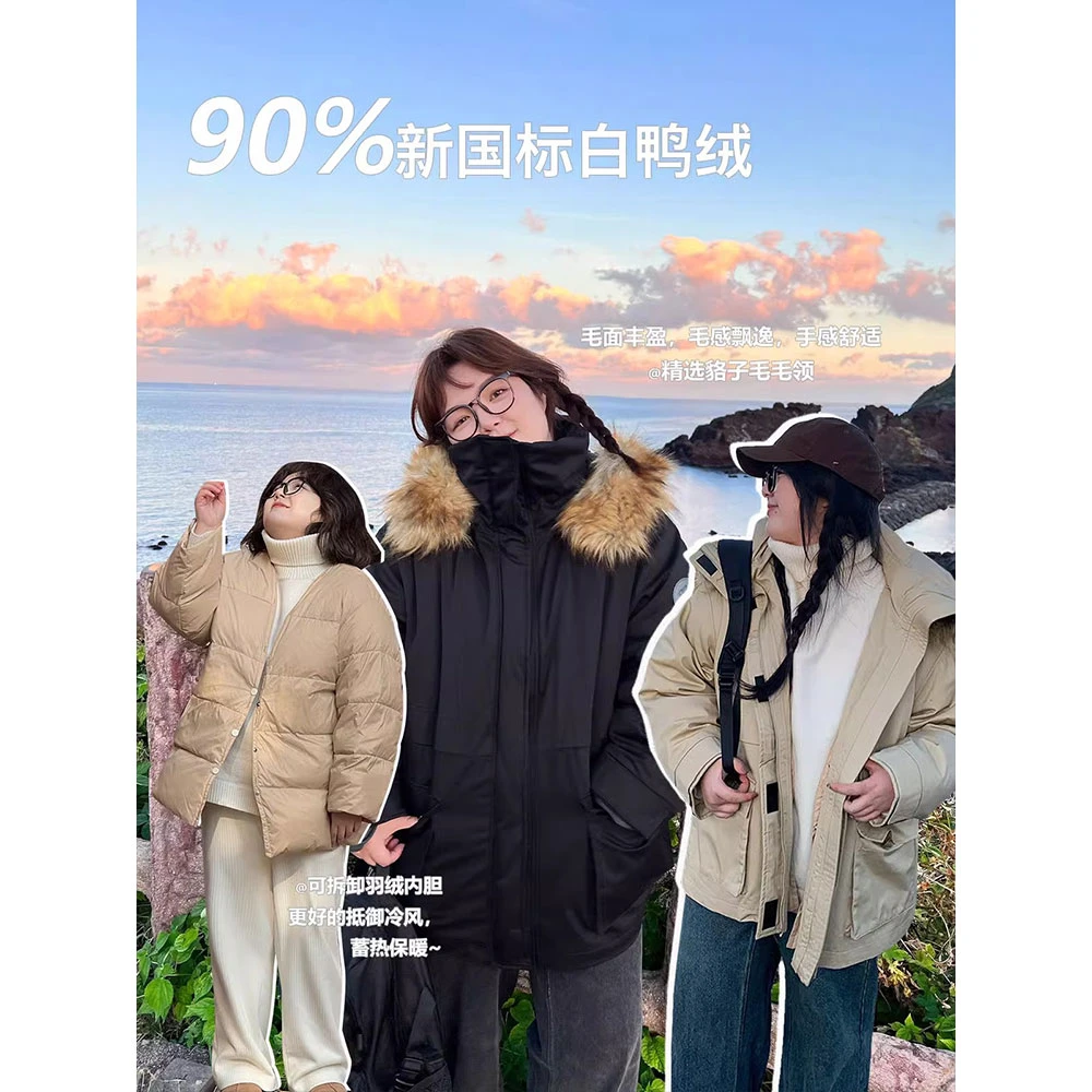 老章和小胖PONGKIKI【双色派克】 可脱卸内胆90白鸭绒毛领羽绒外套