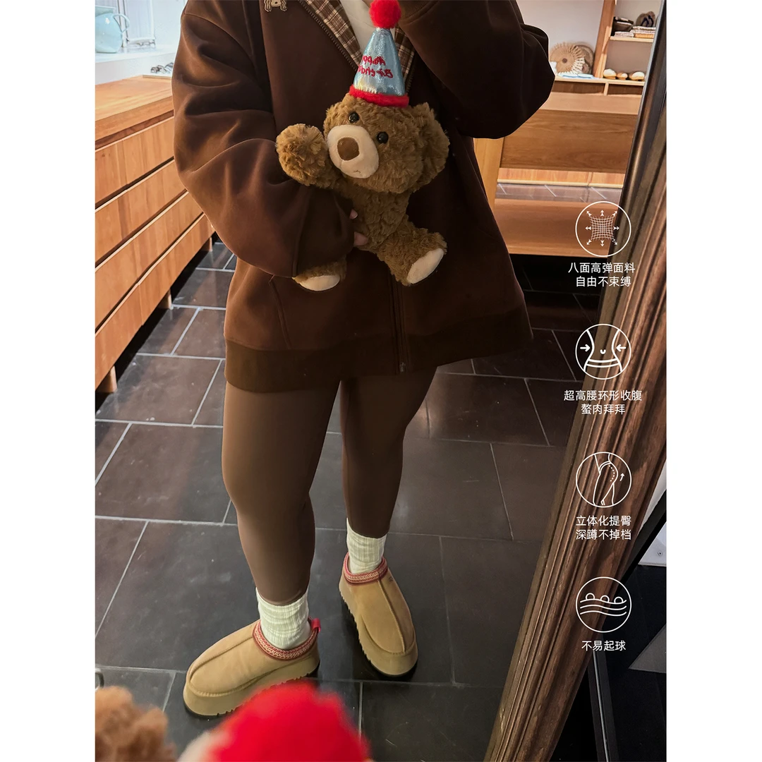 老章和小胖PONGKIKI保命鲨鱼裤女冬季大码加绒加厚保暖打底瑜伽裤