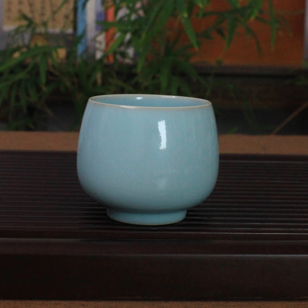 汝瓷 天青釉龙蛋杯 纯手工支钉烧 省工老师 160cc