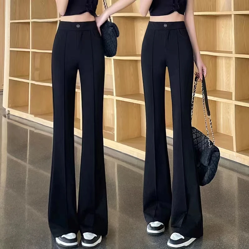微喇裤女2024春秋新款韩版时尚黑色百搭休闲喇叭裤高腰显瘦西装裤
