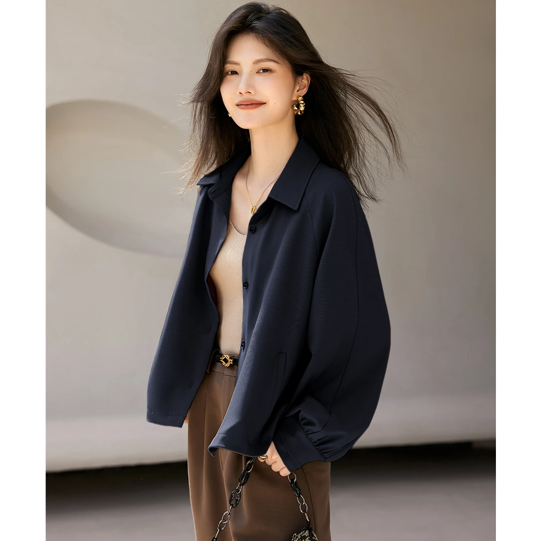 XWI/欣未2025秋季新款时尚袖口设计抽绳休闲风显瘦长袖衬衫外套女