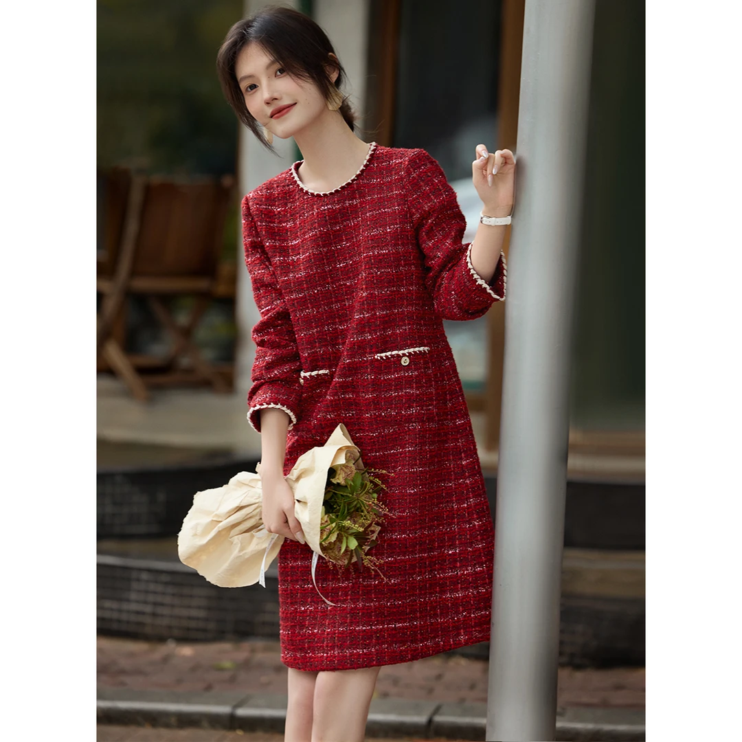 XWI/欣未浪漫优雅百搭小香风连衣裙2025春季气质高级感女装连衣裙