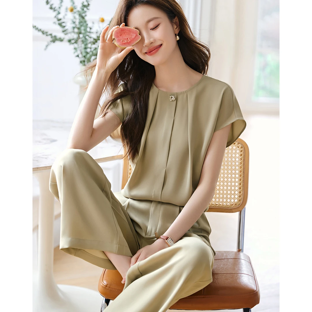 沫晗依美2025夏新款高级设计通勤职场气质套装时尚休闲气质两件套