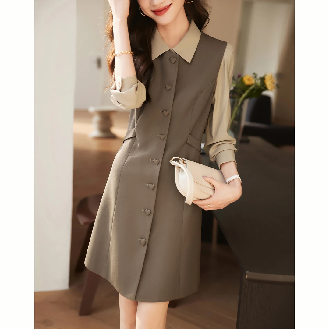 沫晗依美【简约通勤裙套】2024早秋季气质百搭天丝衬衫马夹裙女套装