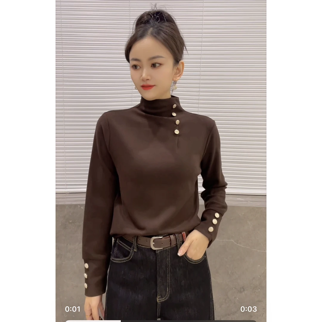 【816】新品慕斯双面绒半高领内搭高级感上衣