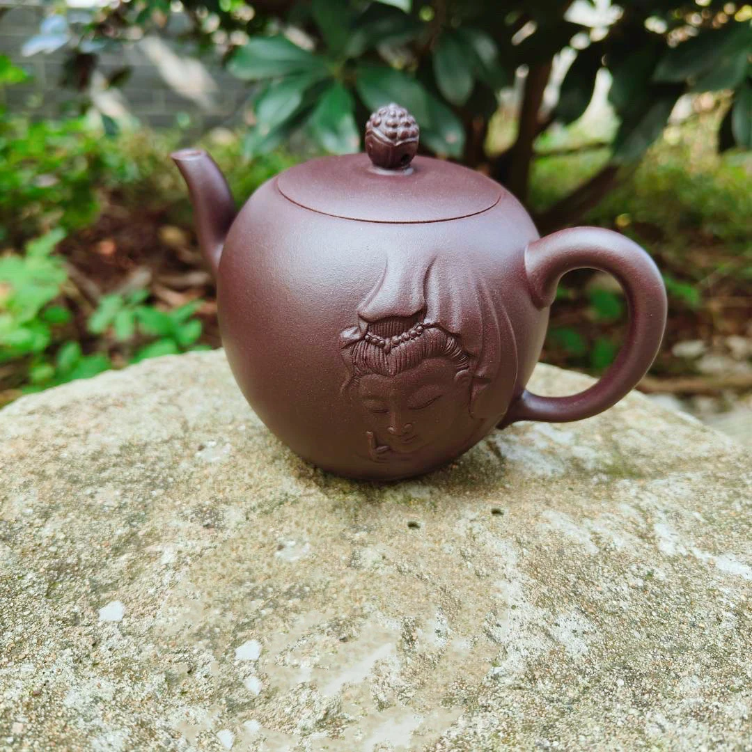 观音美人肩，宜兴紫砂壶，6o目紫泥半手工制作，容量260左右，半手工