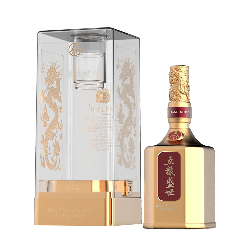五粮盛世浓香型白酒 纯粮酿造 帝王金 单瓶装52度500ml