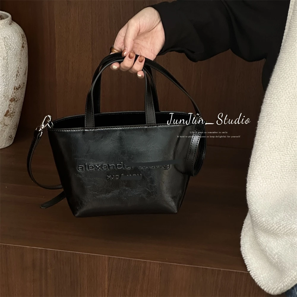 JunJun 极简大王菜篮子牛皮手提单肩包JJ2175