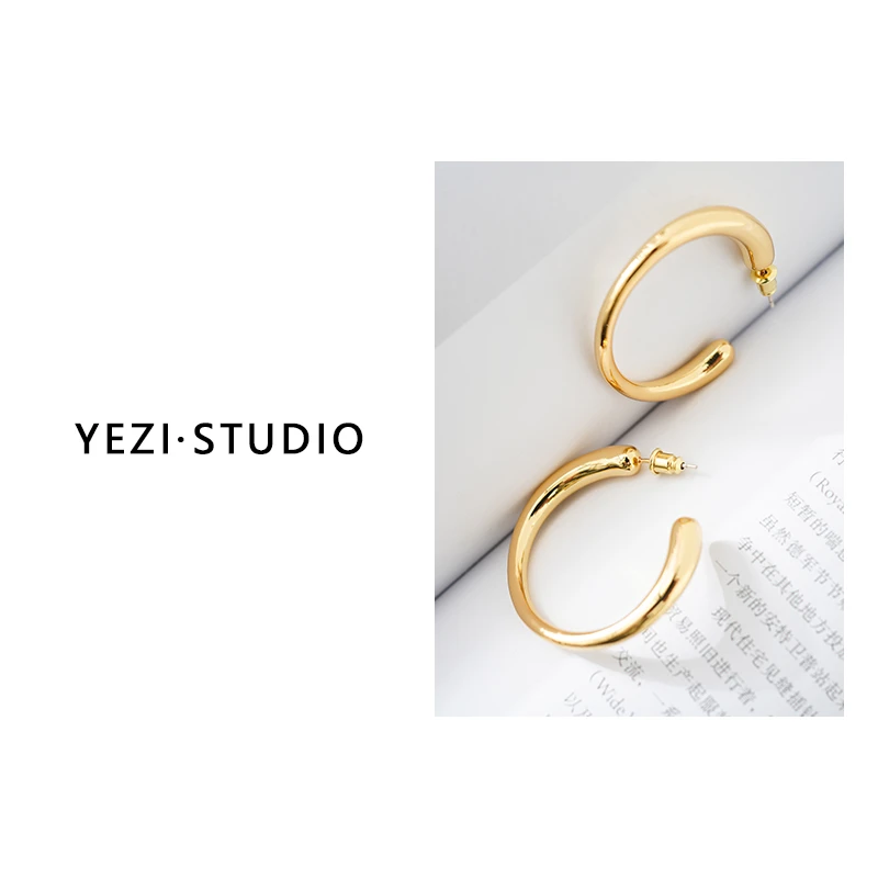 铜合金耳饰 【时髦日常】铜镀真金银针防过敏圆环耳饰24456003-11/2