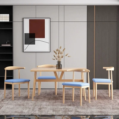 北欧实木餐桌 实用饭店餐厅餐馆吃饭桌子 简约长方形全实木餐桌