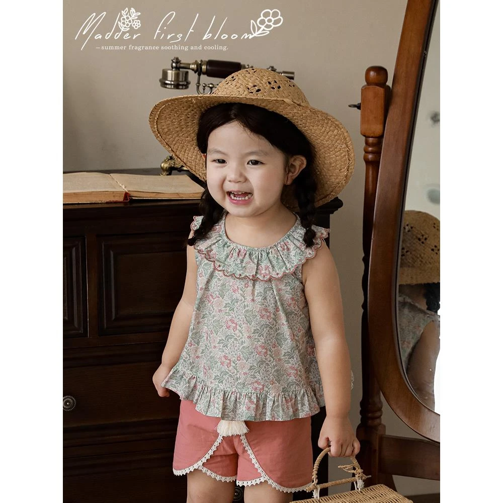 【YOEHYAUL幼悠】 X4191 碎花薄款夏季儿童女宝花苞灯笼短裤