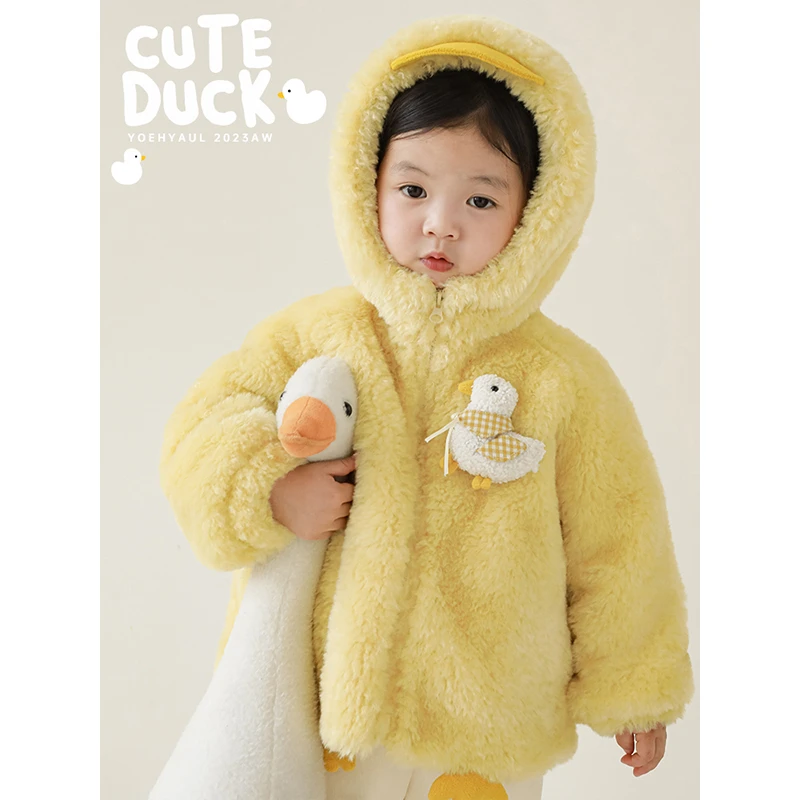 【冬月渐进】幼悠女童卡通加厚外套保暖外套洋气宝宝冬季童装D2901