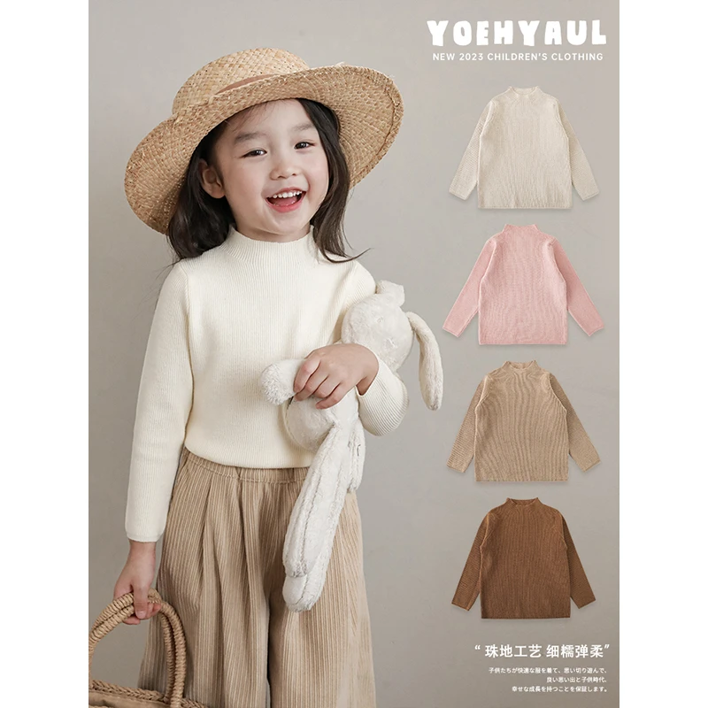 幼悠女童毛衣半高领修身打底衫儿童俏皮可爱软弹柔润防风锁暖百搭