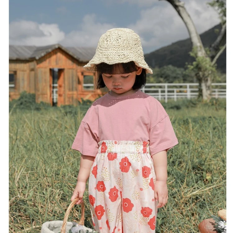 幼悠彩虹牛仔T恤夏季夏款儿童小童防蚊洋气纯色男女宝夏装X2447