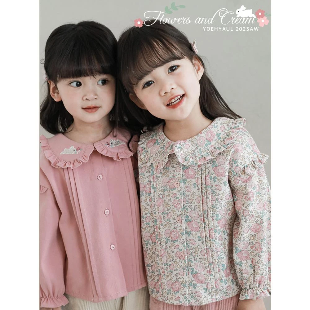 YOEHYAUL/幼悠小兔花园秋季娃娃衫女宝宝洋气碎花衬衣童装 Q3108