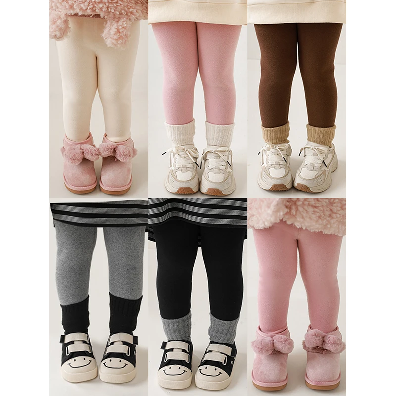 幼悠女童一体绒打底裤冬季儿童洋气百搭宝宝加绒外穿保暖裤D3255