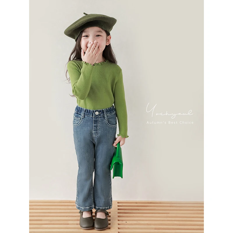 清幼悠女童纯色牛仔裤百搭亲子装洋气时尚宝宝韩版春秋裤子 Q3797