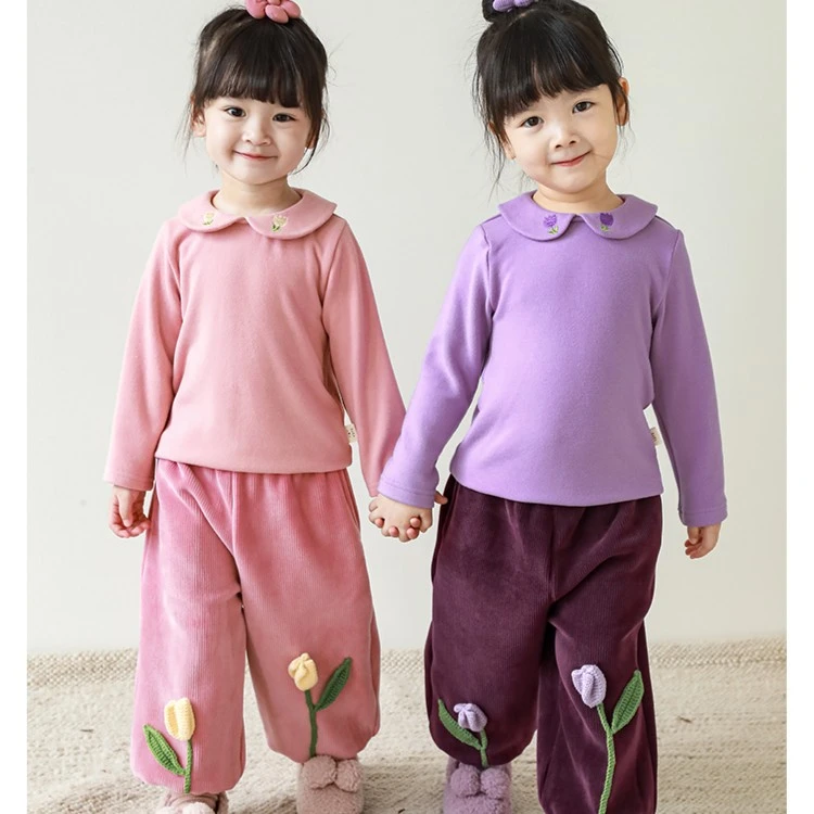 YOEHYAUL/幼悠儿童洋气冬季女童保暖宝宝郁金香时尚打底衫 D2737