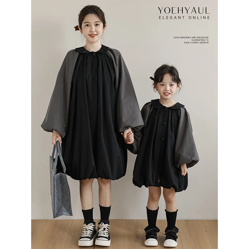 幼悠儿童时尚百搭上衣女童复古宽松宝宝娃娃领舒适柔软外套 Q3371