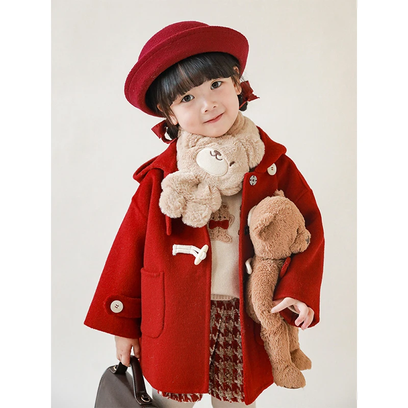 YOEHYAUL/幼悠双面毛呢中长款加厚秋冬季儿童大衣GN2513 GN2513-1