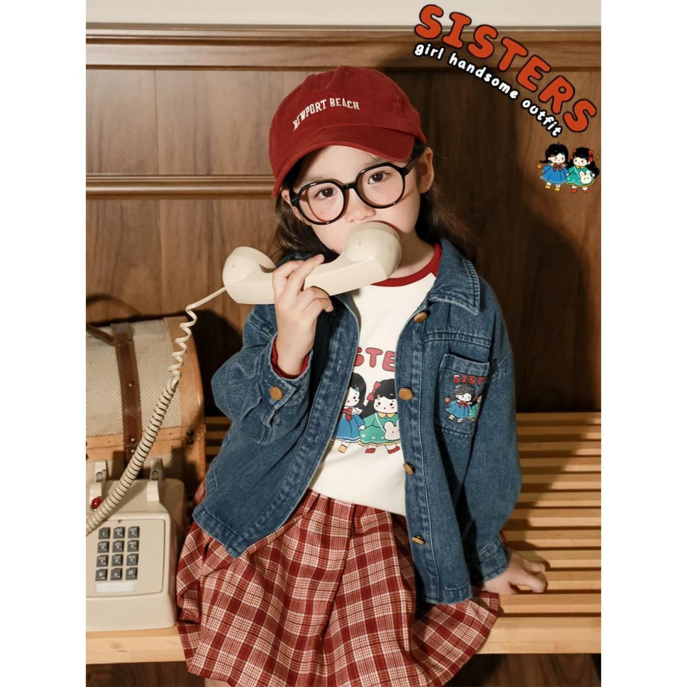 YOEHYAUL/幼悠甜酷少女儿童韩版休闲T恤秋季洋气宝宝上衣 Q2905