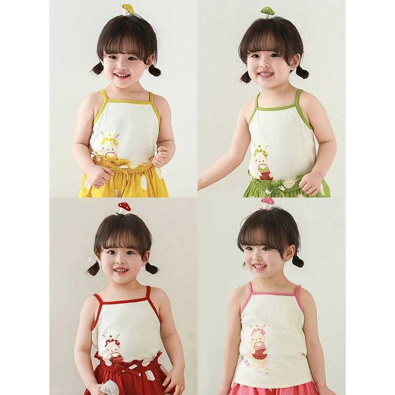 【清】幼悠夏二波儿童百搭卡通上衣女童时尚卡通背心吊带 LX0127