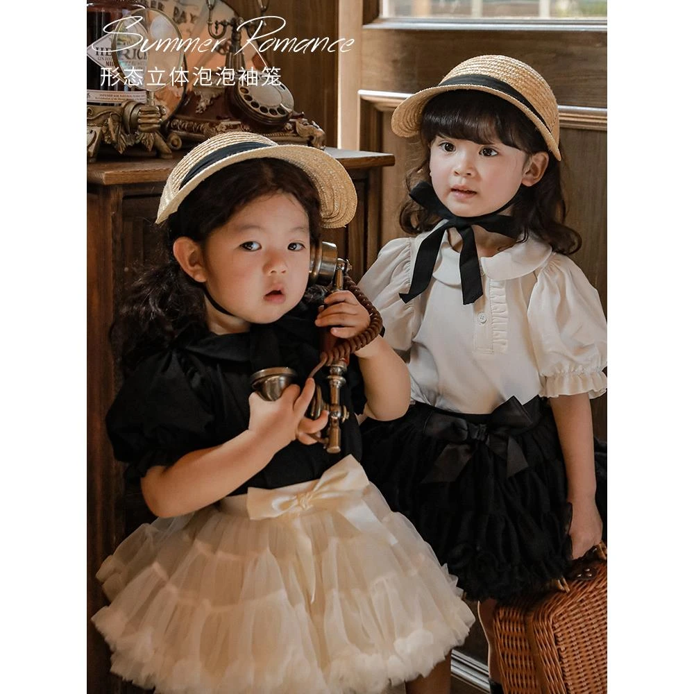 YOEHYAUL/幼悠[暗夜芍药]夏季泡泡儿童女宝公主薄款韩版衬衫X3766