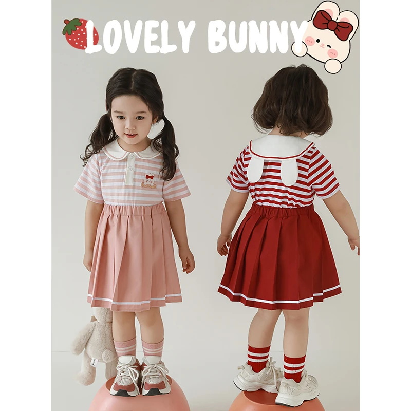 幼悠夏季儿童时尚洋气卡通上衣女童宝宝小兔子短袖T恤 X4314