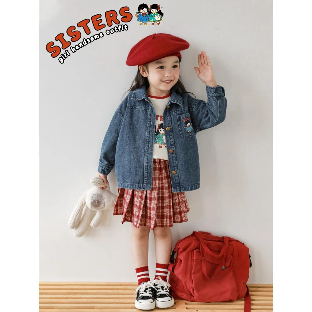 幼悠女童甜酷少女秋季休闲牛仔外套洋气儿童宝宝韩版上衣潮Q2904