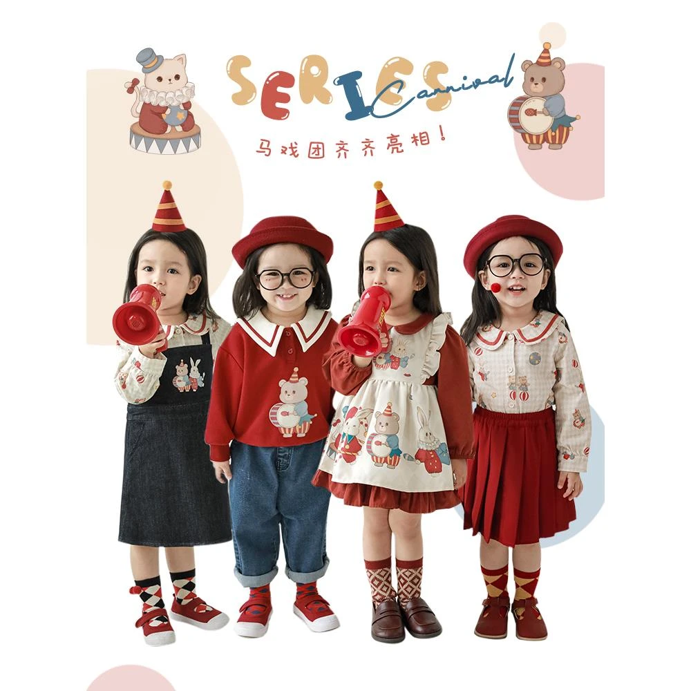 幼悠女童衬衫套装春秋J季女宝卡通可爱百搭卫衣洋气儿童裙子Q2939
