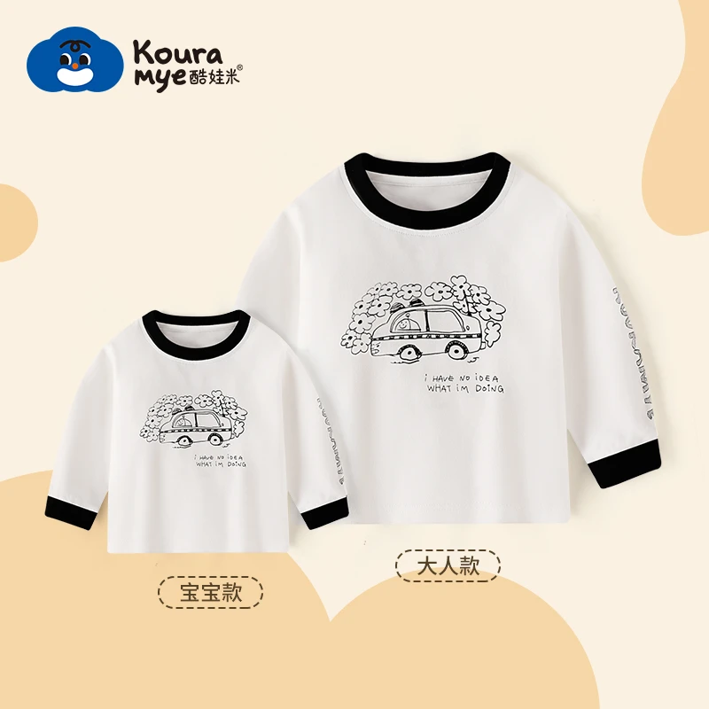 酷娃米秋款亲子装中小男女宝宝时尚百搭小汽车儿童上衣20440