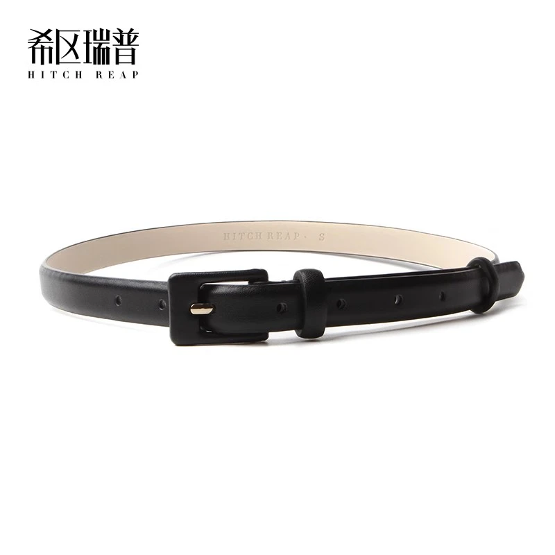 希区瑞普复古K0104头层牛皮百搭真皮细窄腰带配裙子装饰女士粉色