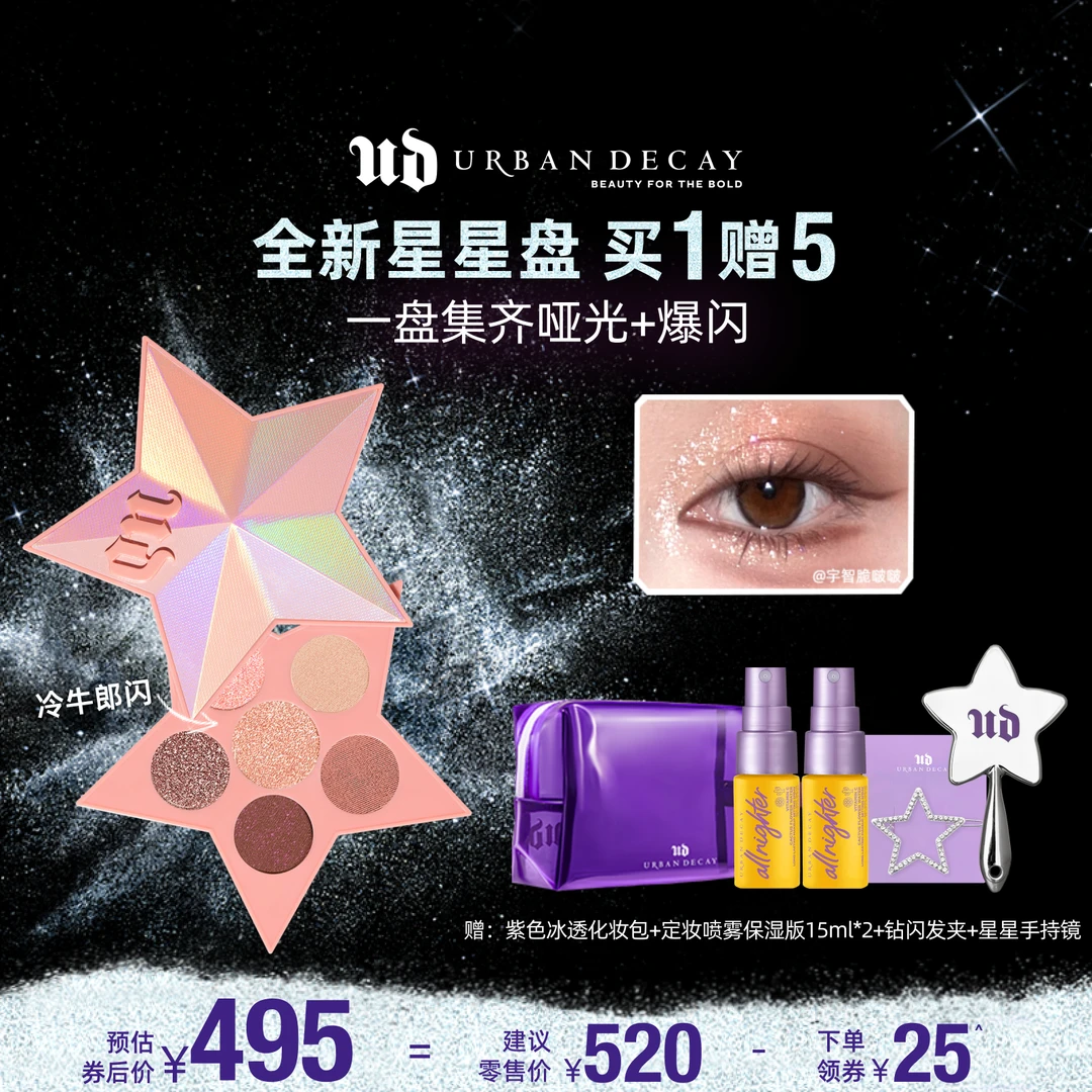【酒窝黎li推荐】UrbanDecay衰败城市 六色星星眼影盘太空牛仔 C